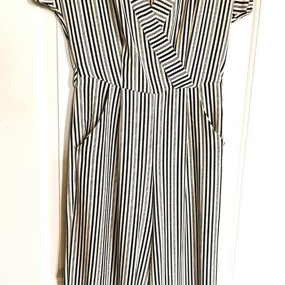 Monteau Los Angeles Striped Jumpsuit Dress – Size XL – Black & White – Polyester - Picture 5 of 7